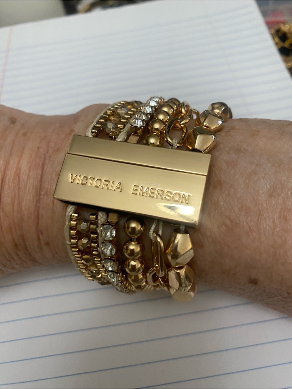 Victoria Emerson Gold Layered Beaded Wrap Bracelet